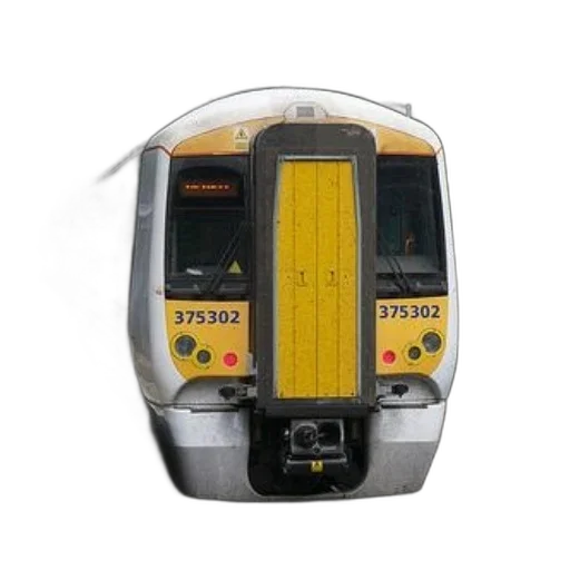 robot, yellow, white, train, number, 375302, stopped, station transparent PNG cut-out