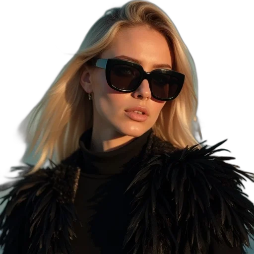 jacket, hair, staff, beautiful, blond, woman, stylish, sunglasses transparent PNG cut-out