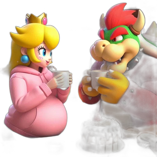3d render, concept art, vaporwave, pixel art, two, animated, characters, sit transparent PNG cut-out