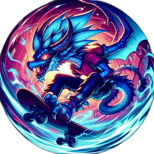 dragon, creature, staff, fantasy art, concept art, pixel art, comic book art, blue transparent PNG cut-out