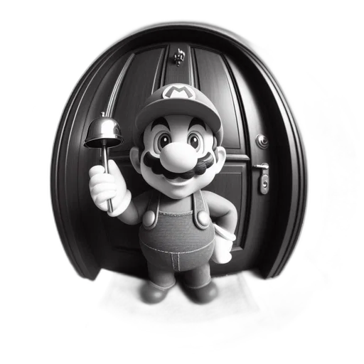 hat, robot, 3d render, artistic, rendition, mario, stands, before transparent PNG cut-out