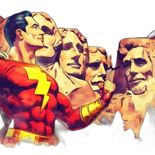 comic book art, concept art, cartoon, 3d render, shazam, stands, before, mount transparent PNG cut-out