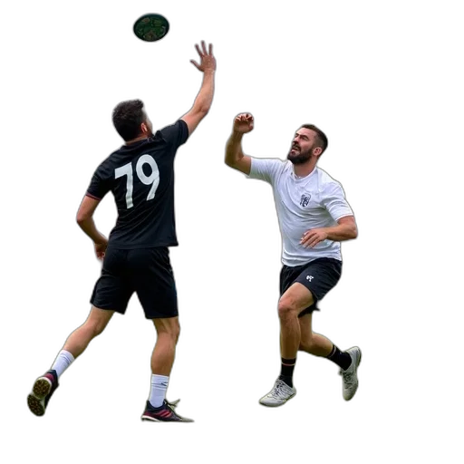 two, men, playing, game, frisbee, field, one, man transparent PNG cut-out