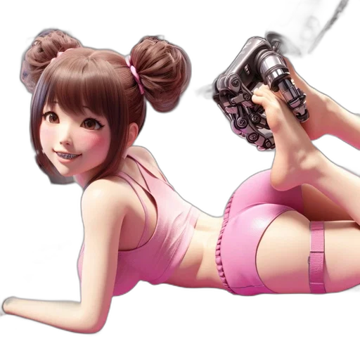 weapon, robot, staff, concept art, photorealistic, 3d render, anime, woman transparent PNG cut-out