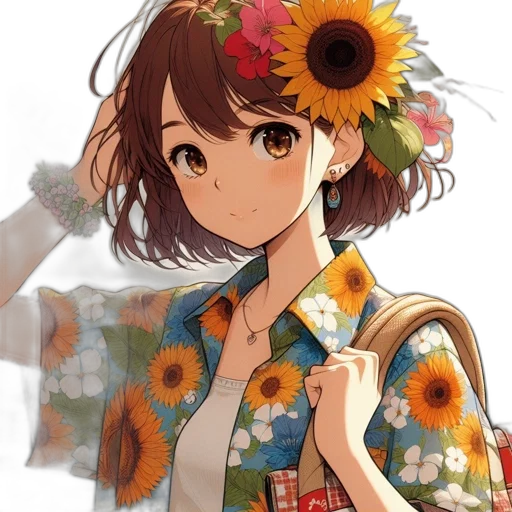 flower, dress, crown, face transparent PNG cut-out