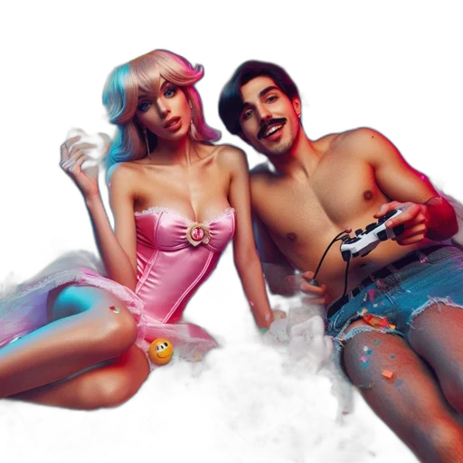 concept art, vaporwave, fantasy art, photorealistic, fire, neon lights, outer space, underwater transparent PNG cut-out