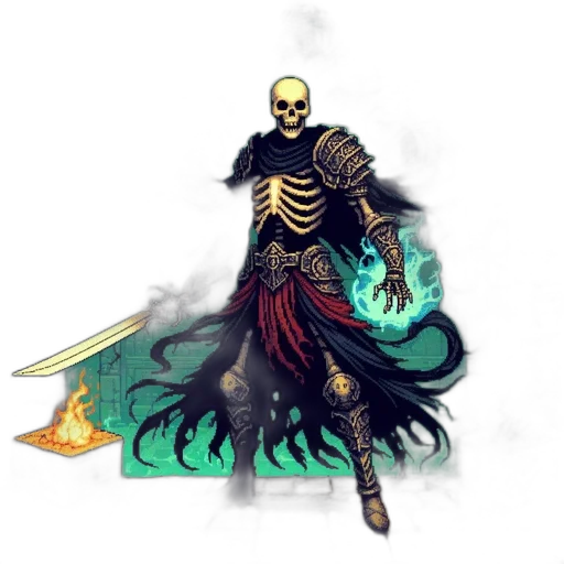 staff, mask, fantasy art, concept art, pixel art, comic book art, dark, golden transparent PNG cut-out