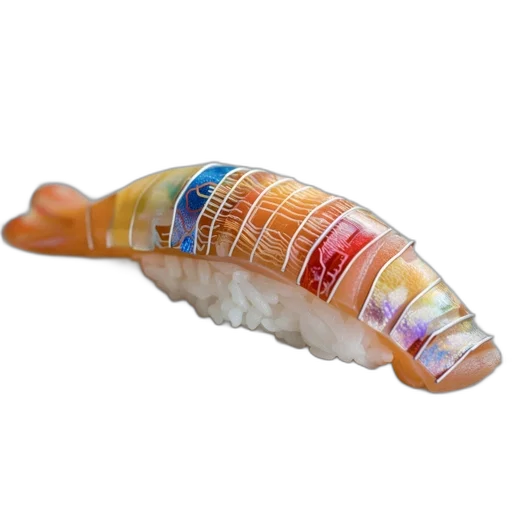 food, animal, jewelry, creature, 3d render, sushi, intricately, arranged transparent PNG cut-out