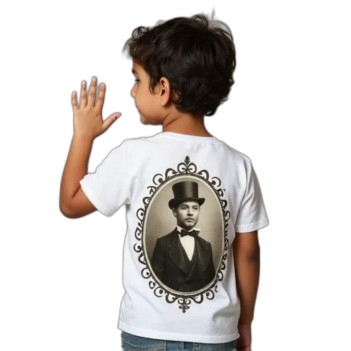 child, wearing, white, t-shirt, vintage, portrait, man, suit transparent PNG cut-out