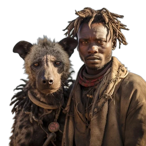 animal, staff, face, creature, concept art, photorealistic, earth tones, man transparent PNG cut-out