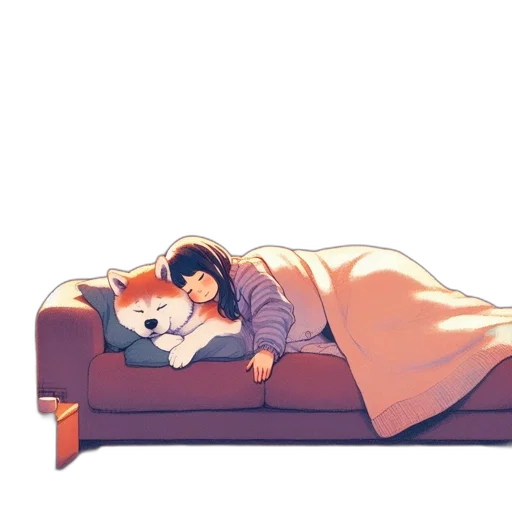 pixel art, anime, watercolor, concept art, pastel, inside, cozy, home transparent PNG cut-out