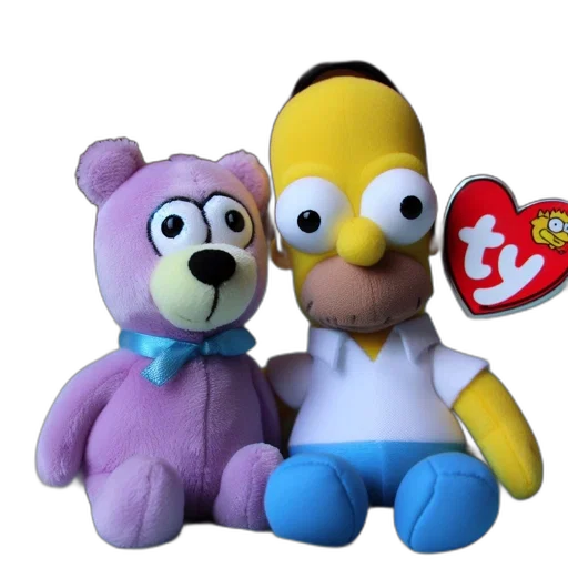 3d render, two, toys, sit, side, purple-furred, teddy, bear transparent PNG cut-out