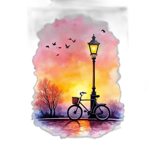 bottle, umbrella, dress, watercolor, photorealistic, oil painting, fantasy art, sunset transparent PNG cut-out