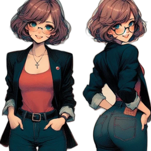 jacket, dress, staff, concept art, anime, cartoon, comic book art, dark transparent PNG cut-out