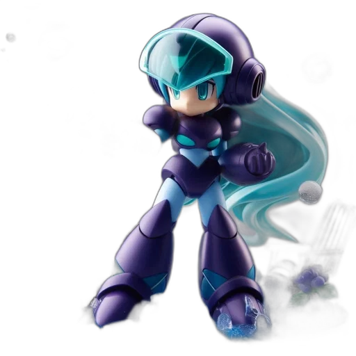 robot, weapon, staff, concept art, 3d render, fantasy art, pixel art, blue transparent PNG cut-out