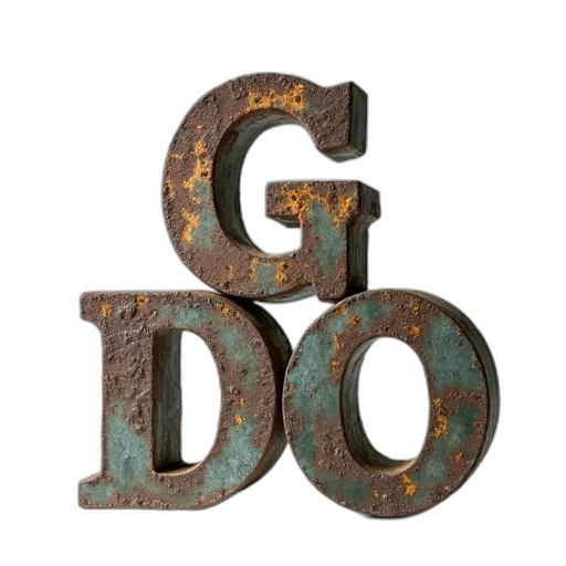 jewelry, furniture, 3d render, set, aged, weathered, metal, letters transparent PNG cut-out