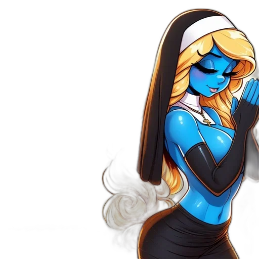 concept art, fantasy art, comic book art, pixel art, blue, animated, nun, character transparent PNG cut-out