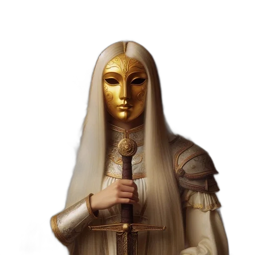 mask, sword, face, staff, fantasy art, concept art, 3d render, oil painting transparent PNG cut-out