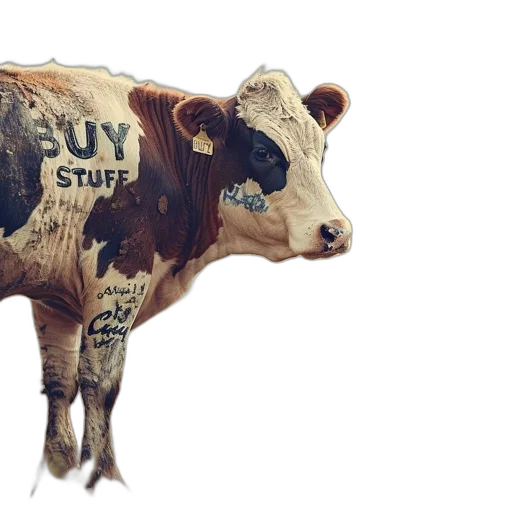 animal, photorealistic, concept art, cow, sporting, buy, stuff, hate transparent PNG cut-out
