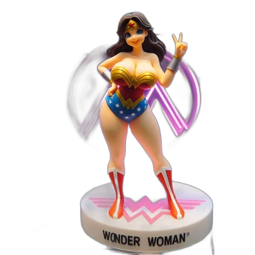 3d render, concept art, shelf, displays, wonder, woman, figurines, merchandise transparent PNG cut-out