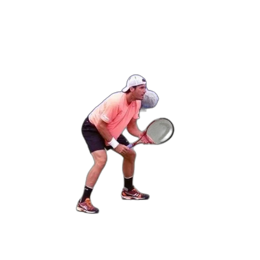 hat, weapon, staff, man, pink, shirt, playing, tennis transparent PNG cut-out