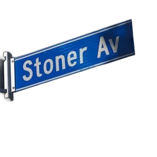 3d render, city street, blue, street, sign, reads, stoner, against transparent PNG cut-out