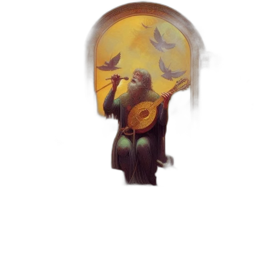 mask, staff, hat, creature, concept art, fantasy art, pixel art, watercolor transparent PNG cut-out
