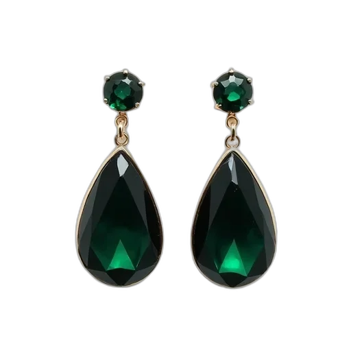 jewelry, green, pair, earrings, black, teardrop-shaped, design, gemstone transparent PNG cut-out