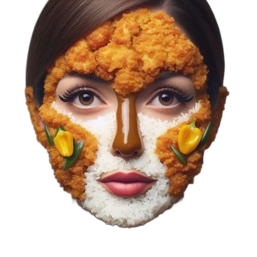 mask, face, food, crown, photorealistic, concept art, 3d render, art transparent PNG cut-out