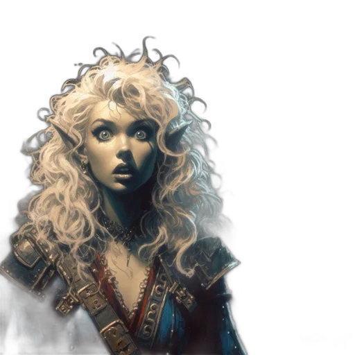 fantasy art, concept art, comic book art, photorealistic, dark, blue, young, woman transparent PNG cut-out