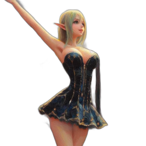 dress, robot, concept art, fantasy art, 3d render, pixel art, blue, dark transparent PNG cut-out