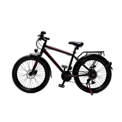 photorealistic, black, red, bicycle, seat, handlebars, displayed, against transparent PNG cut-out
