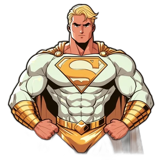comic book art, cartoon, concept art, pixel art, golden, earth tones, muscular, blond-haired transparent PNG cut-out