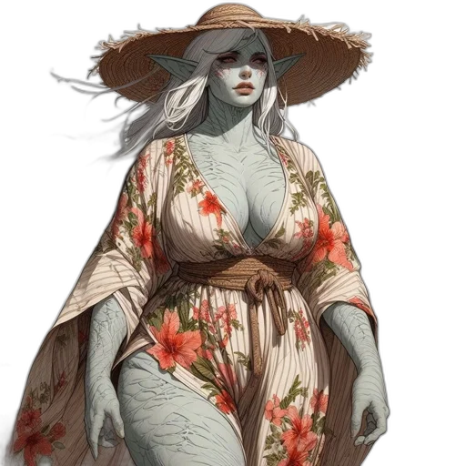 dress, concept art, fantasy art, comic book art, watercolor, beach, blue, pastel transparent PNG cut-out