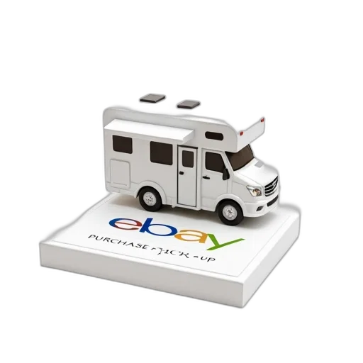3d render, concept art, white, recreational, vehicle, parked, background, has transparent PNG cut-out