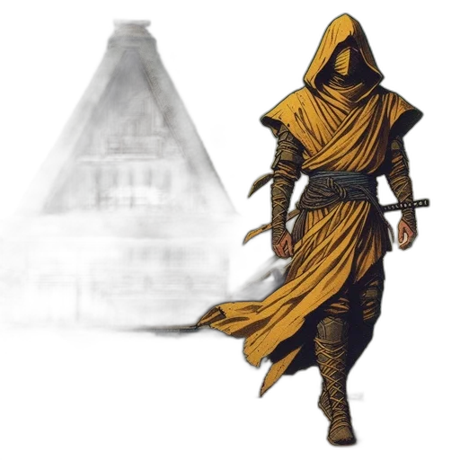 staff, sword, mask, concept art, fantasy art, pixel art, comic book art, golden transparent PNG cut-out