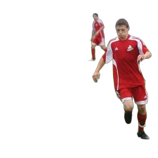 animal, photorealistic, 3d render, pixel art, soccer, player, red, runs transparent PNG cut-out