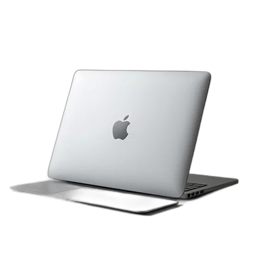 weapon, 3d render, photorealistic, silver, apple, macbook, air, laptop transparent PNG cut-out