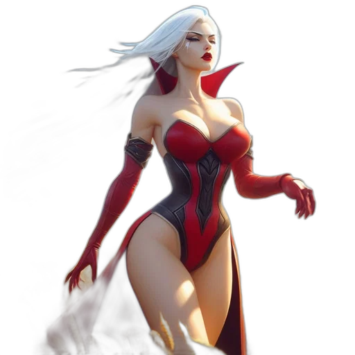 dress, concept art, comic book art, fantasy art, 3d render, red, woman, stands transparent PNG cut-out