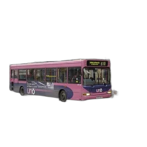 3d render, photorealistic, concept art, pink, bus, word, uno, parked transparent PNG cut-out
