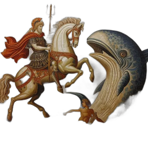 sword, dragon, fantasy art, concept art, mosaic, warrior, horseback, faces transparent PNG cut-out
