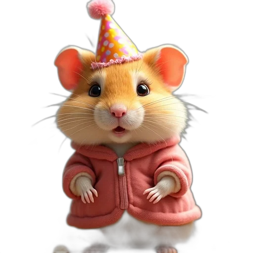 hat, animal, jacket, crown, 3d render, concept art, photorealistic, cartoon transparent PNG cut-out