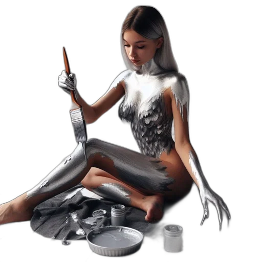 robot, dress, jewelry, concept art, fantasy art, comic book art, photorealistic, outer space transparent PNG cut-out
