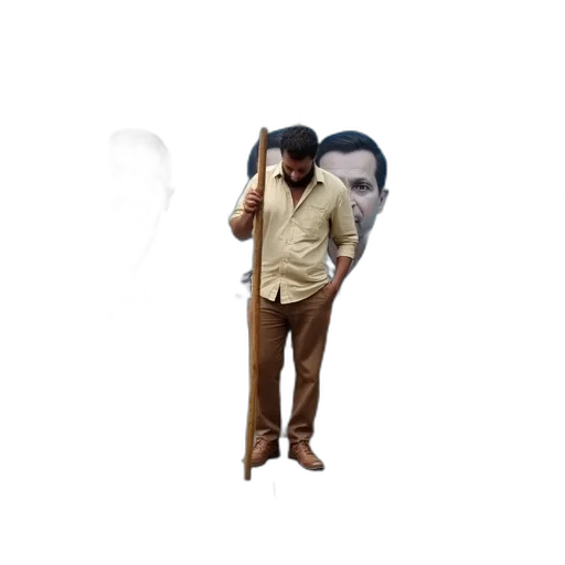 staff, jacket, mask, umbrella, concept art, 3d render, photorealistic, pixel art transparent PNG cut-out