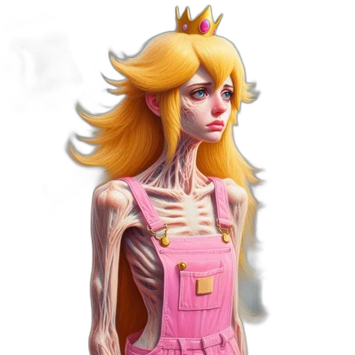 dress, crown, concept art, fantasy art, 3d render, pixel art, pastel, golden transparent PNG cut-out