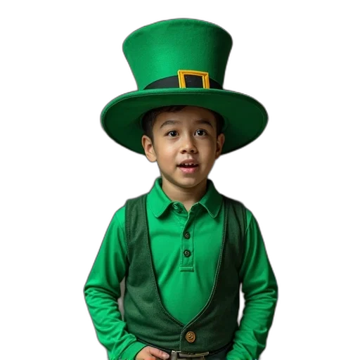 hat, staff, green, shamrock, costume, garage transparent PNG cut-out