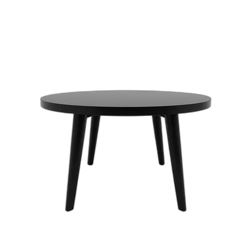 furniture, 3d render, black, round, wooden, table, four, legs transparent PNG cut-out