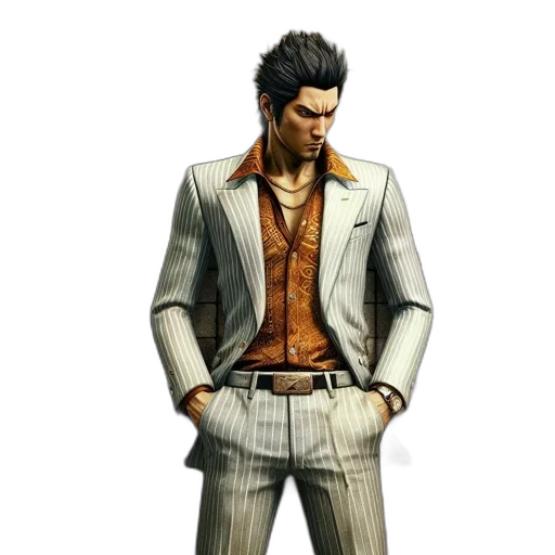 jacket, concept art, 3d render, earth tones, dapper, man, stands, before transparent PNG cut-out