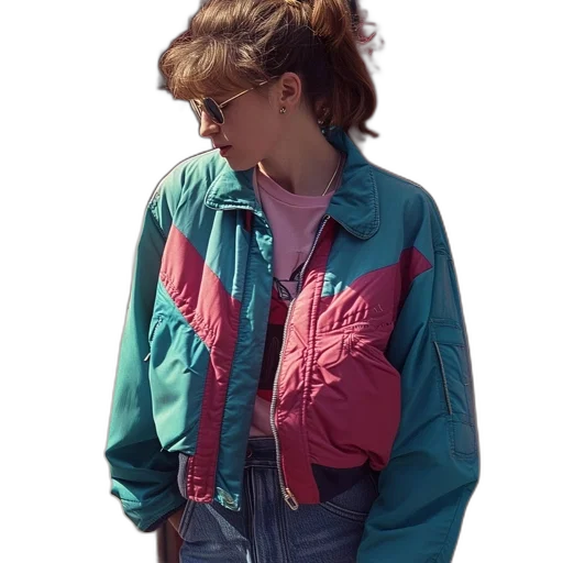 jacket, face, dress, staff, vaporwave, cyberpunk, photorealistic, 3d render transparent PNG cut-out