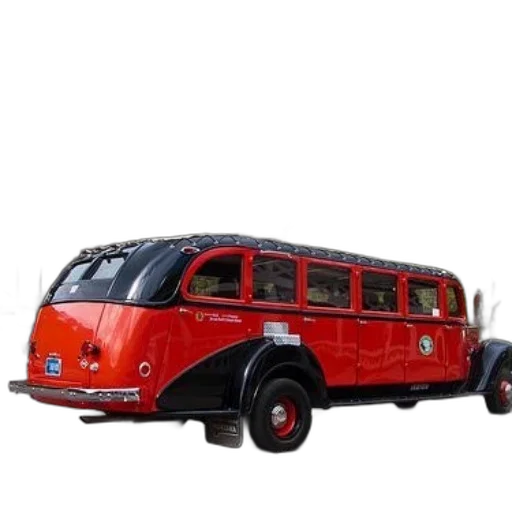 car, 3d render, concept art, photorealistic, vintage, red, bus, black transparent PNG cut-out
